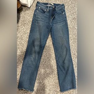 Madewell Cali Demi Boot jeans with frayed edges